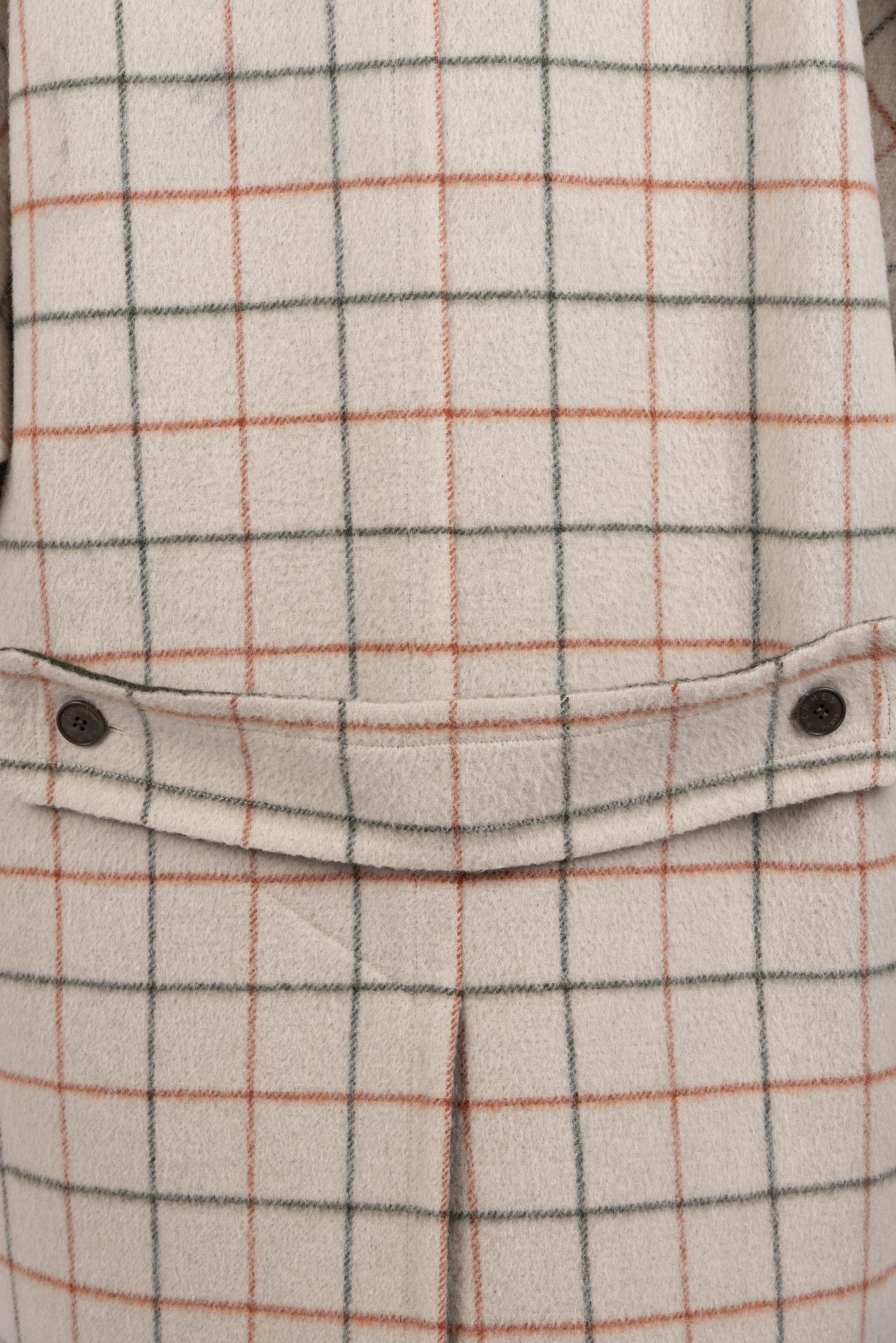 Hermès Wool Plaid Coat, 1980s