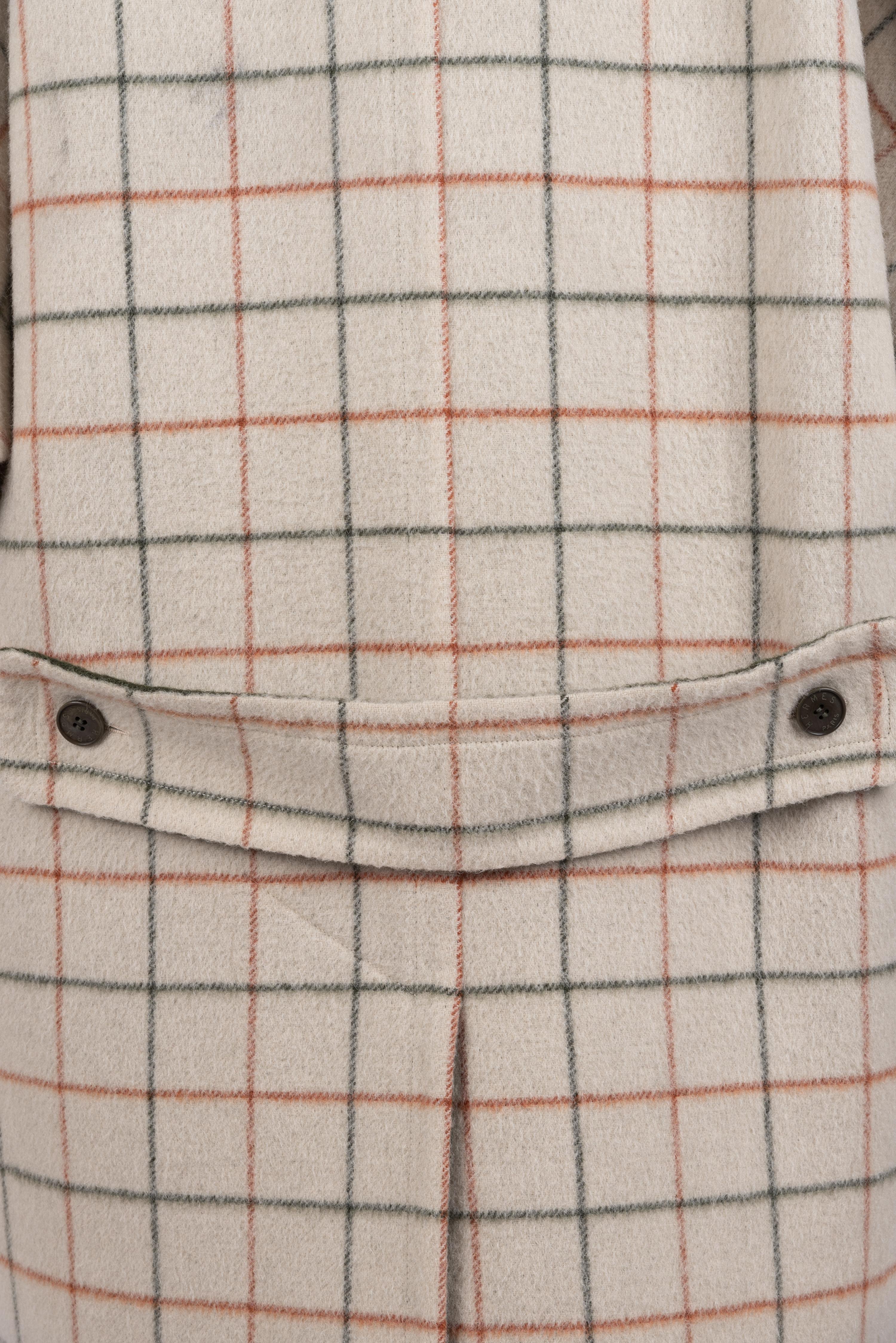 Hermès Wool Plaid Coat, 1980s