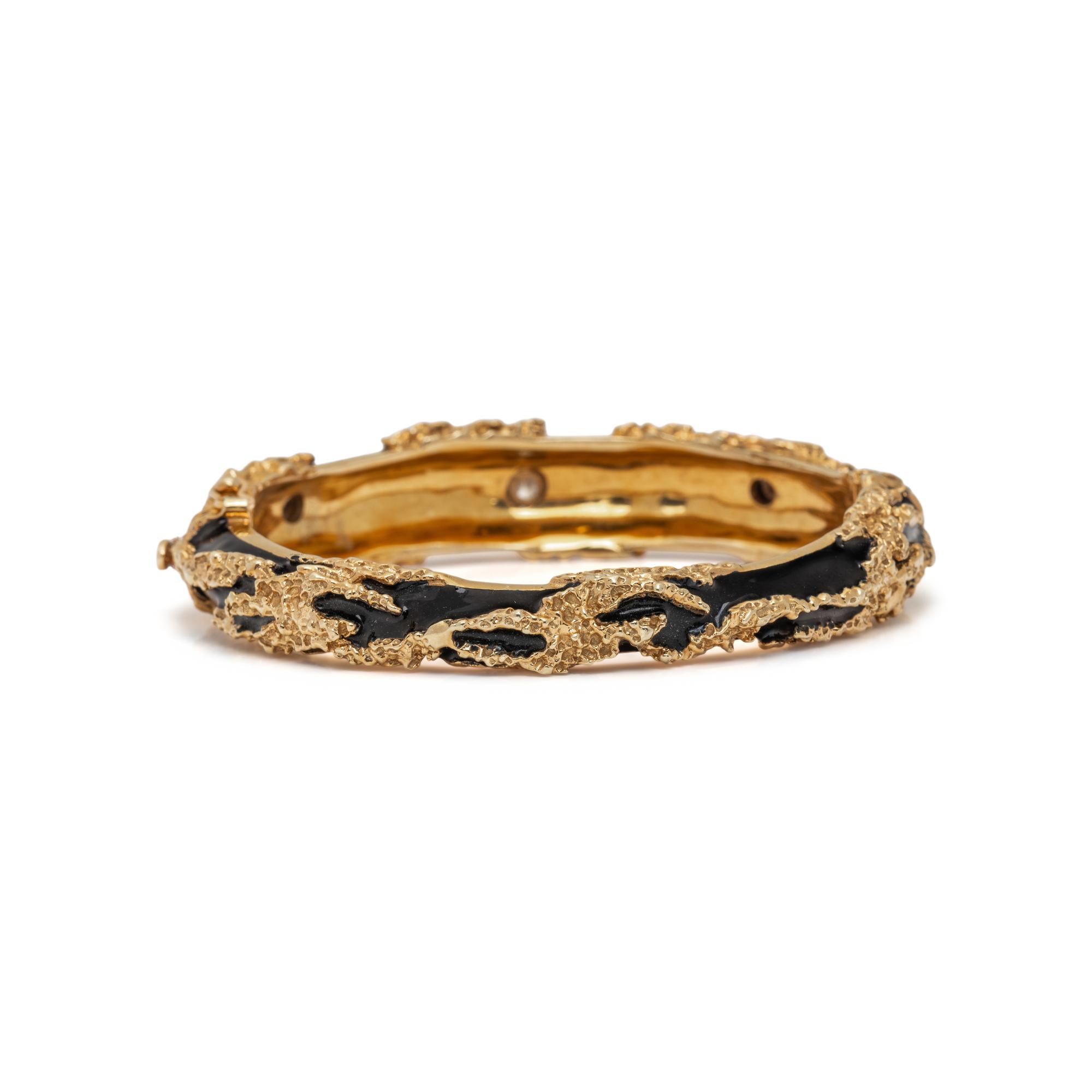 DIAMOND AND ENAMEL BANGLE BRACELET