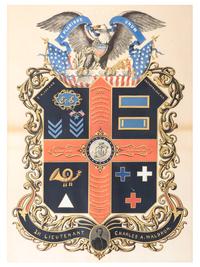 [CIVIL WAR]. Escutcheon with tintype portrait identified to 1st Lieutenant Charles A. Waldron, 2nd Rhode Island Infantry, WIA Wilderness, VA.