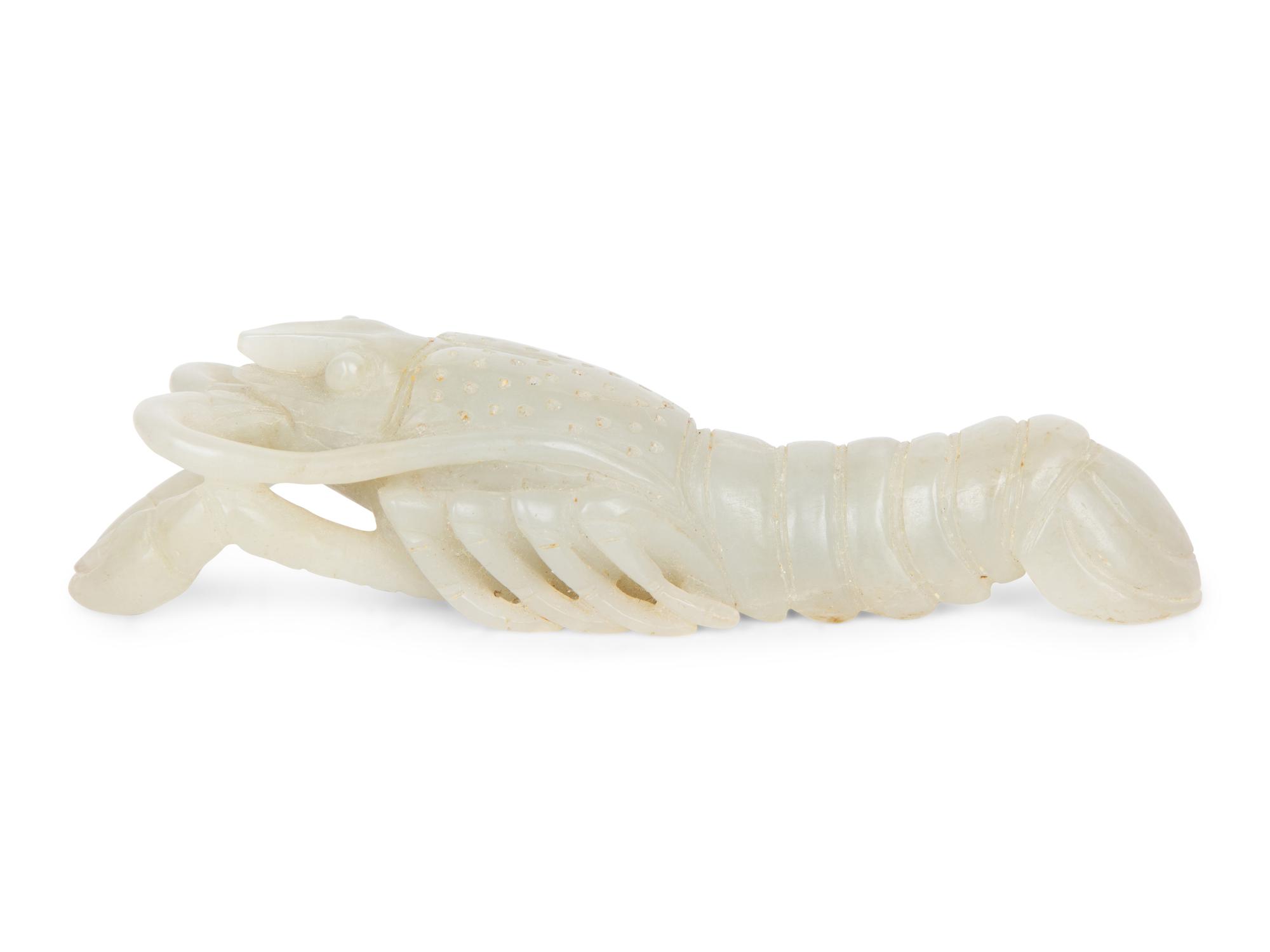 A Chinese Carved White Jade Crawfish — 20TH CENTURY