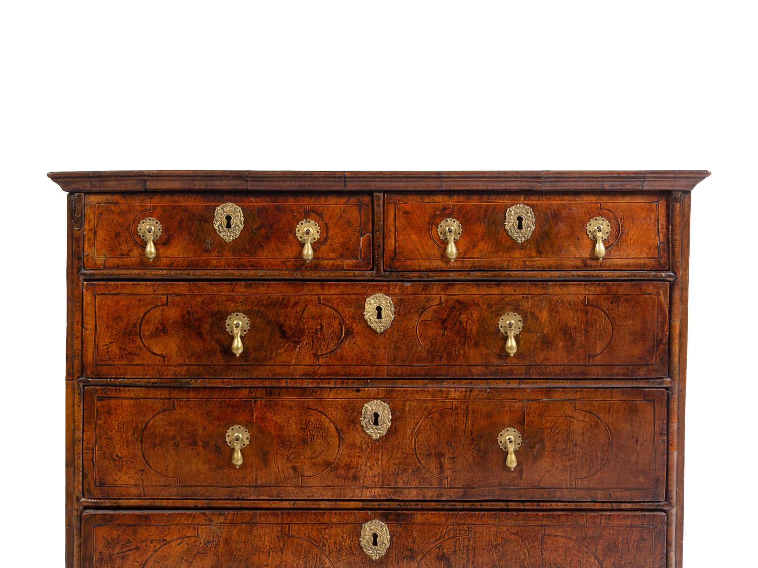 A William and Mary Burl Walnut Chest of Drawers