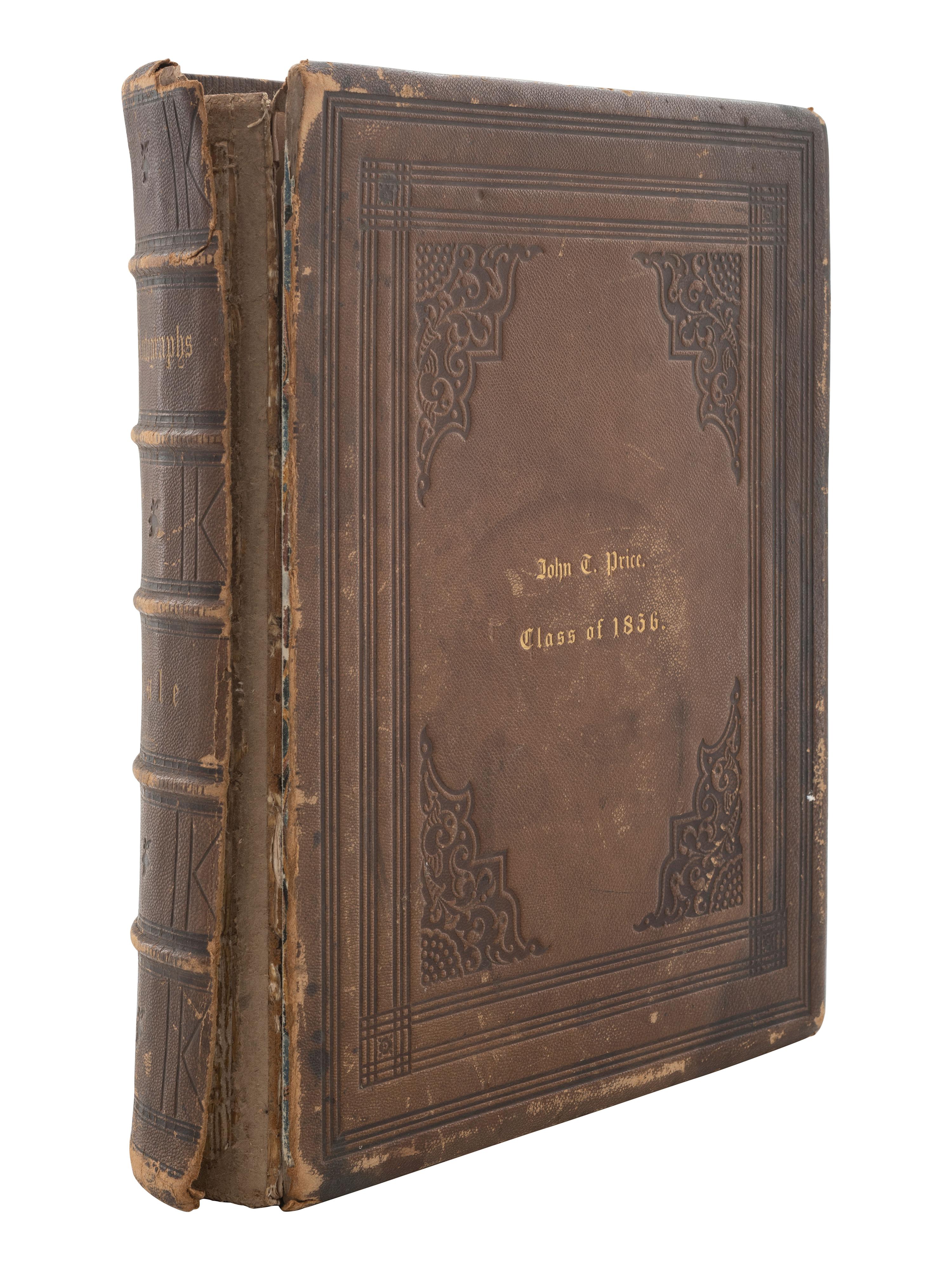 [EARLY PHOTOGRAPHY]. Trio of Yale albums, dated 1856, 1860, & 1868, ft. individual and group portraits, scenes around campus, and inscriptions from classmates incl. many soldiers.