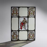 Nine-panel window depicting knight