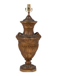 A Neoclassic Style Gilt Composition Urn Mounted as a Lamp
