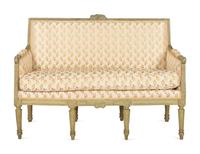 A Louis XVI Gray-Painted Beechwood Settee