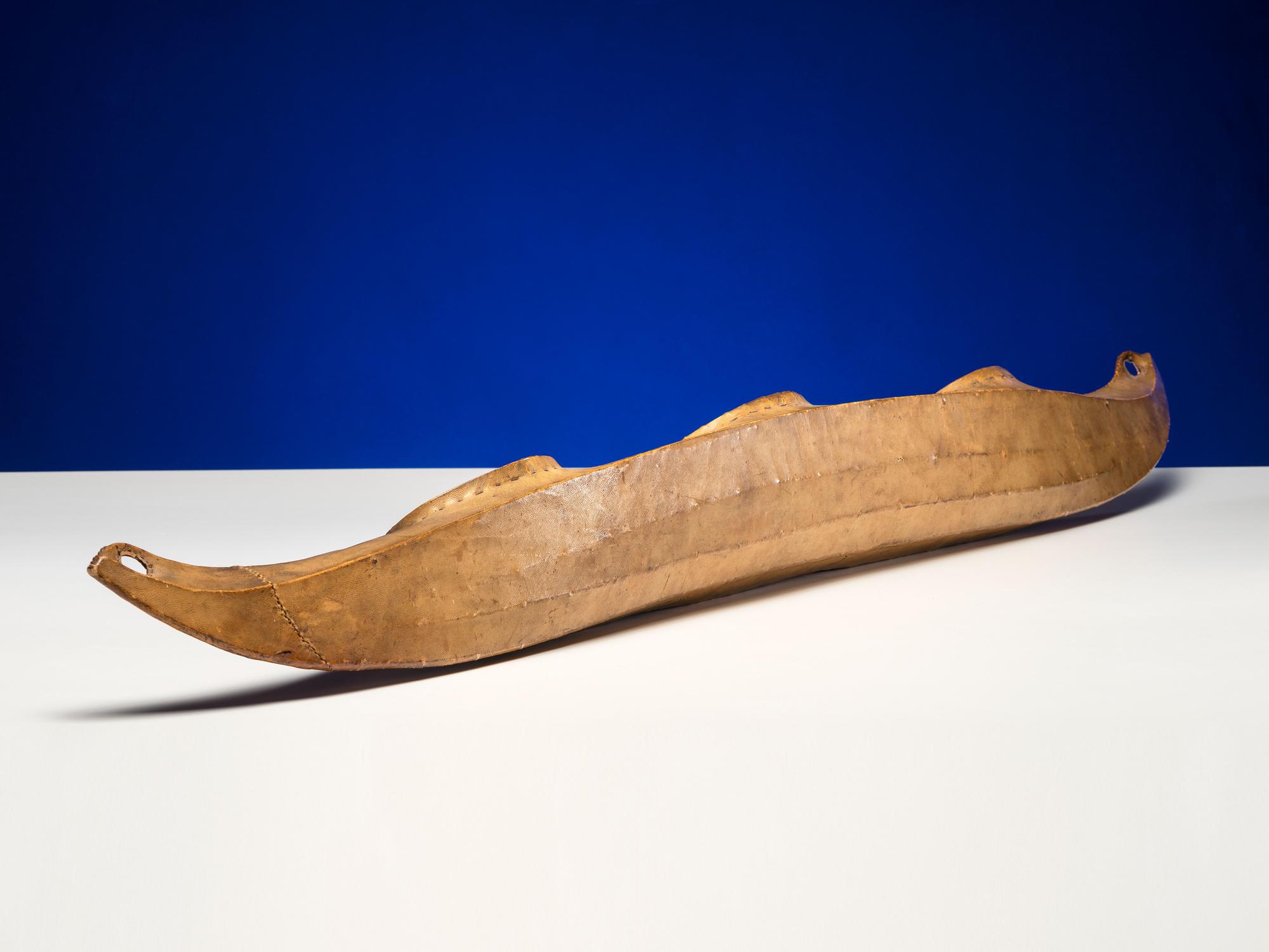 Inuit Sealskin Model Umiak, Three Person