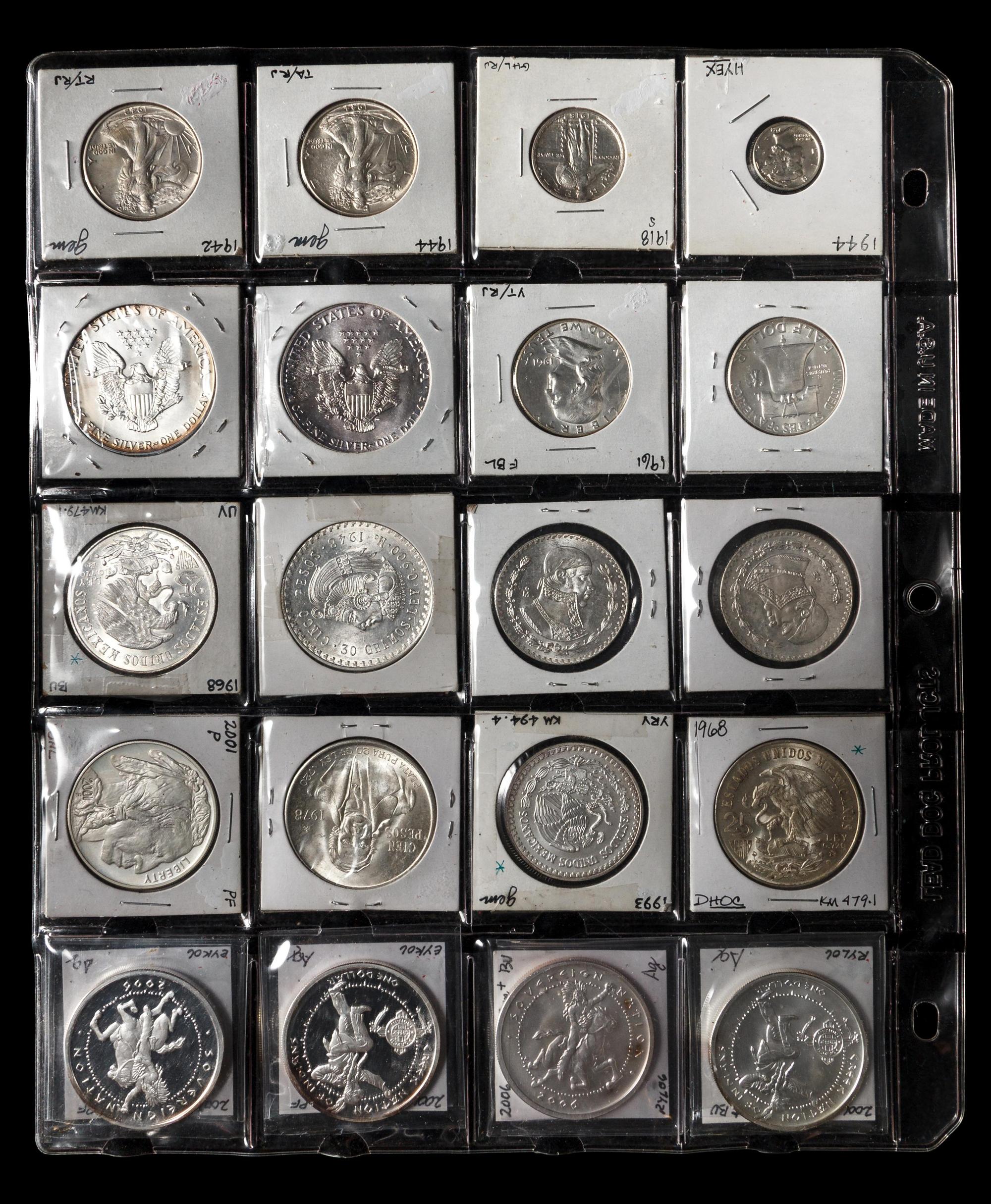 A Collection of Twenty United States and International Silver Coins