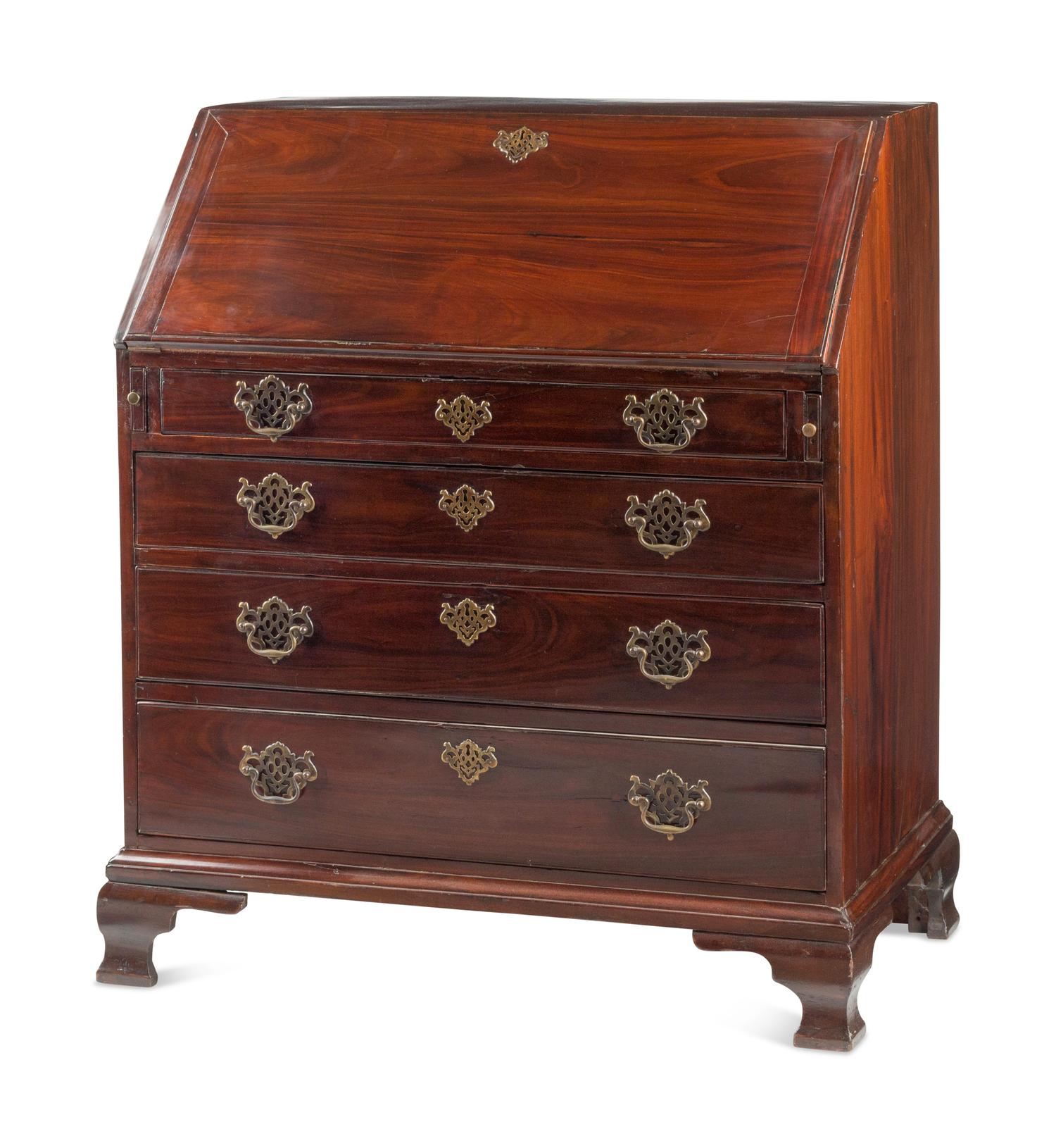 A George III Mahogany Slant-Front Bureau