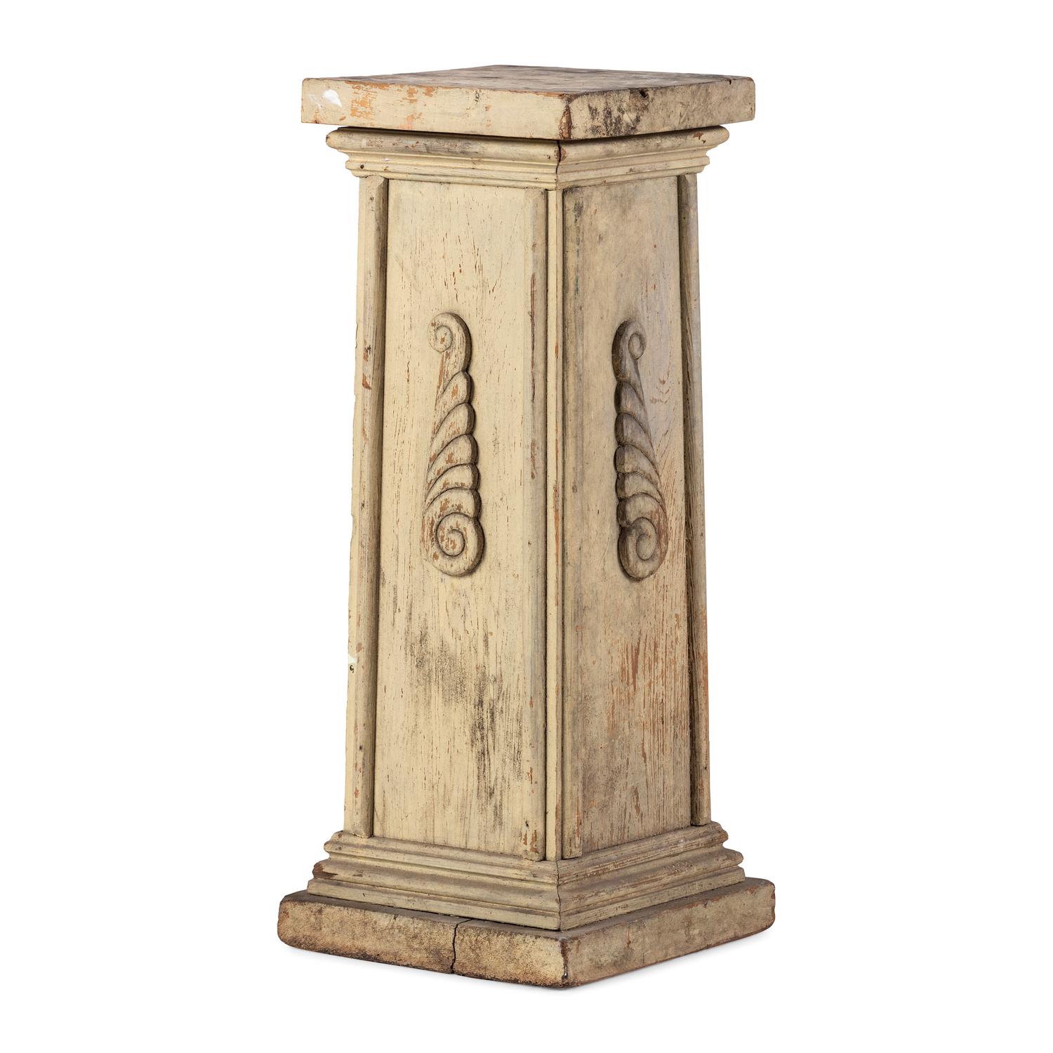 A Classical Carved and Cream Painted Pine Pedestal