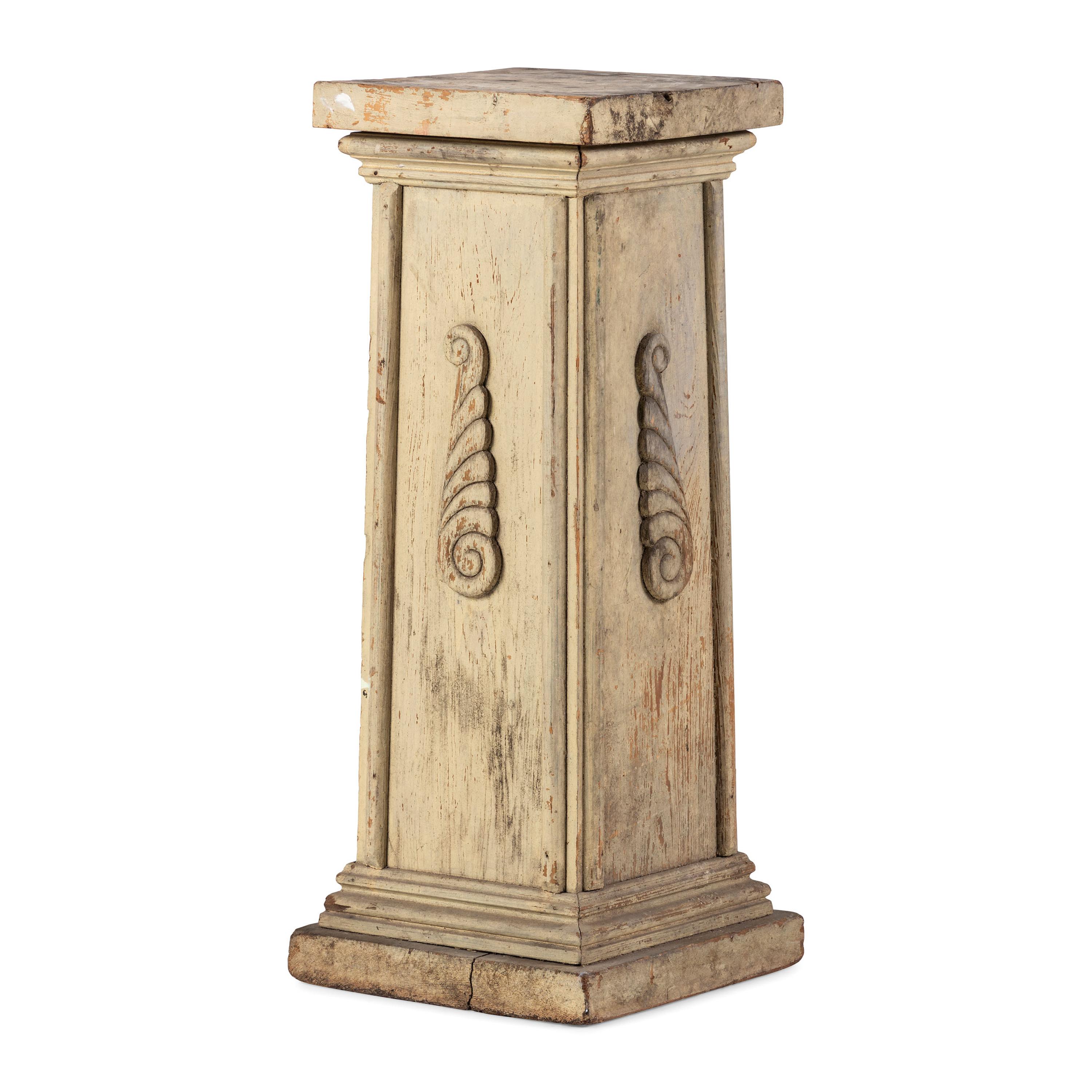 A Classical Carved and Cream Painted Pine Pedestal