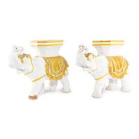 A Pair of Italian Glazed Terracotta Elephant-Form Garden Seats