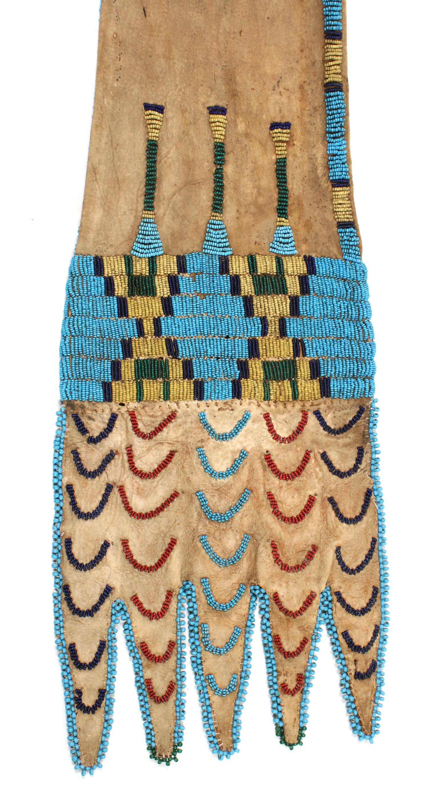 Northern Arapaho Beaded Tobacco Bag Length 27 3/4 inches
