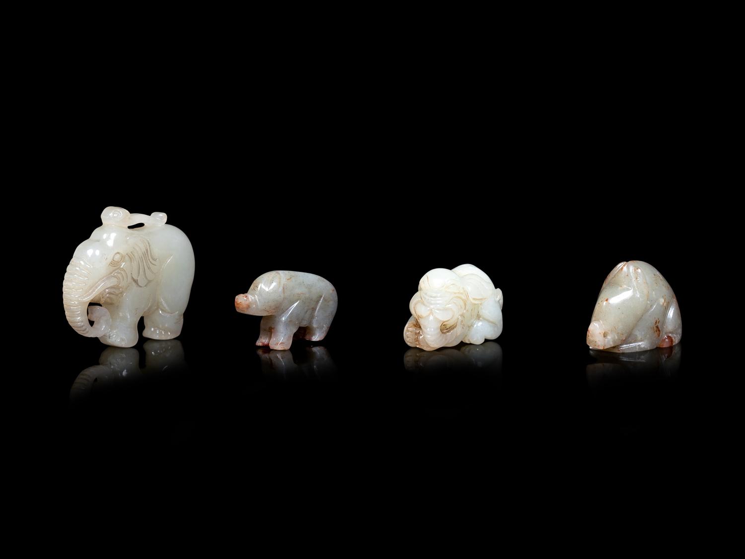 Four Chinese Celadon Jade Carvings of Animals