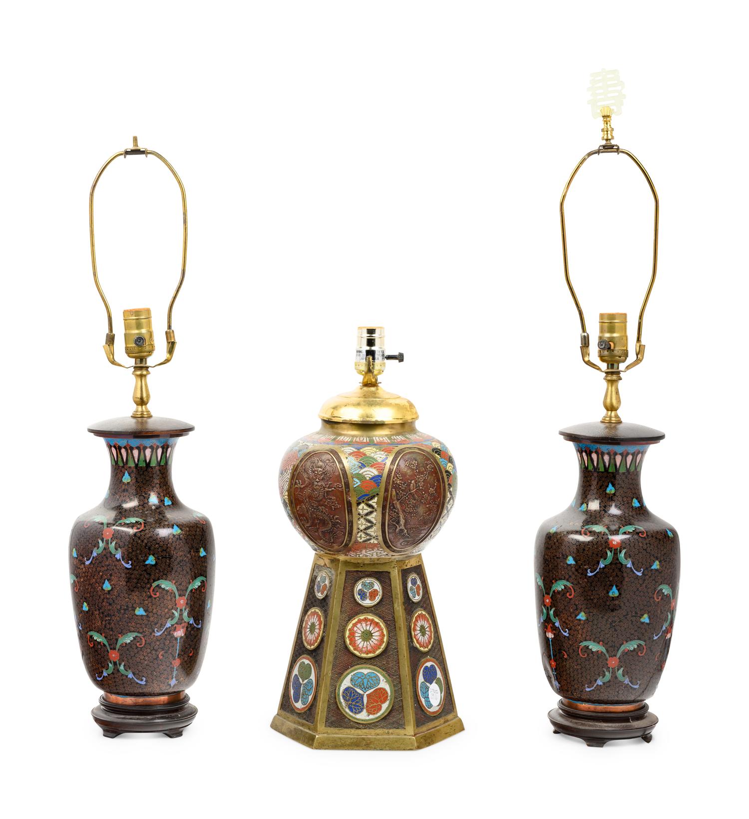 Six Japanese Cloisonné Enameled Vases