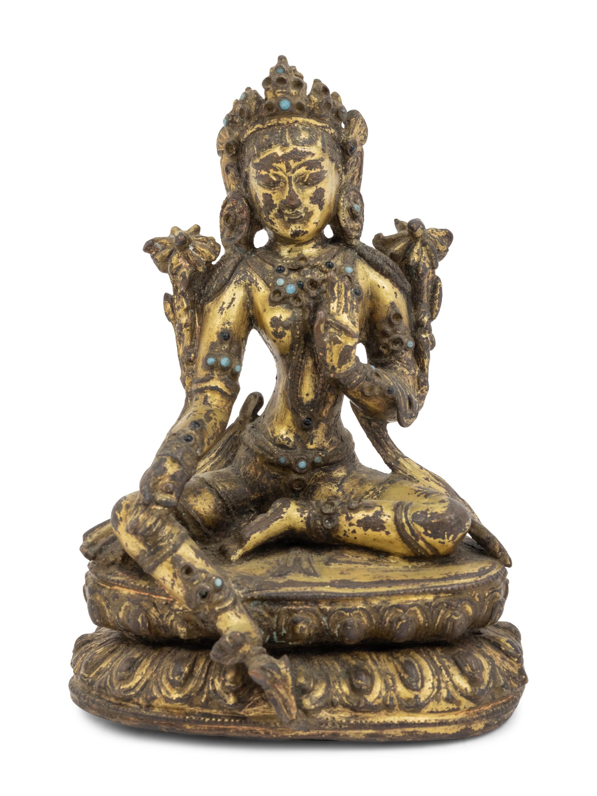 A Tibetan Gilt Bronze Seated Figure of Tara