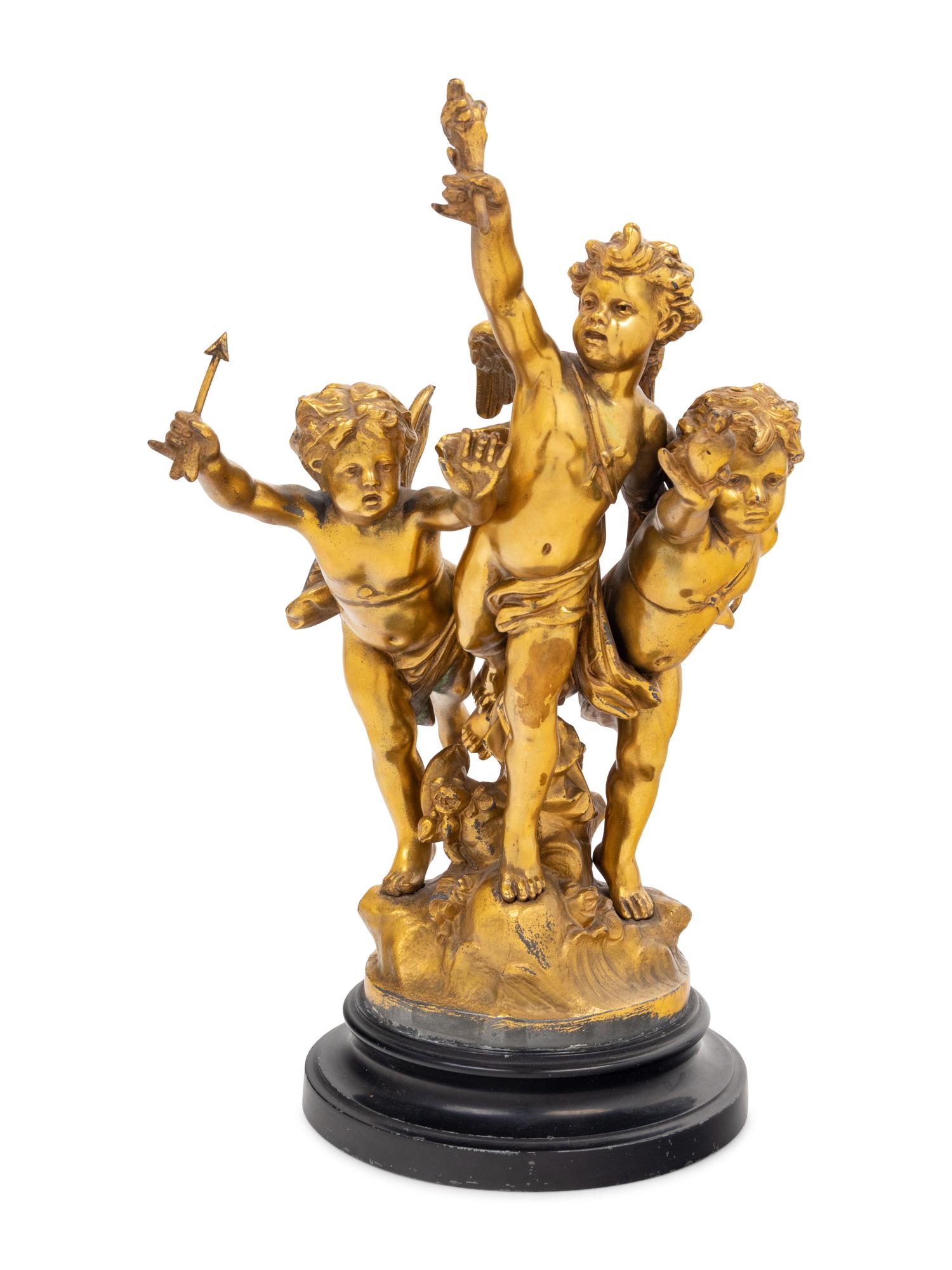A Continental Gilt Bronze Figural Group