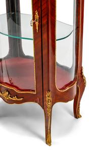 A Pair of Louis XV Style Marble-Top Vitrine Cabinets
