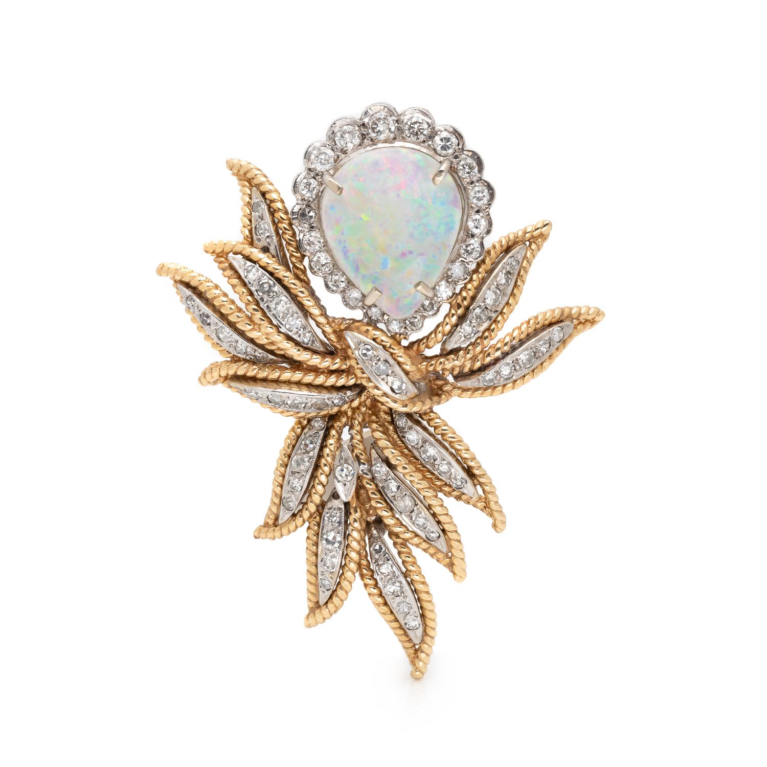 OPAL AND DIAMOND BROOCH