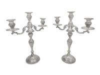 A Pair of American Silver Three-Light Candelabra