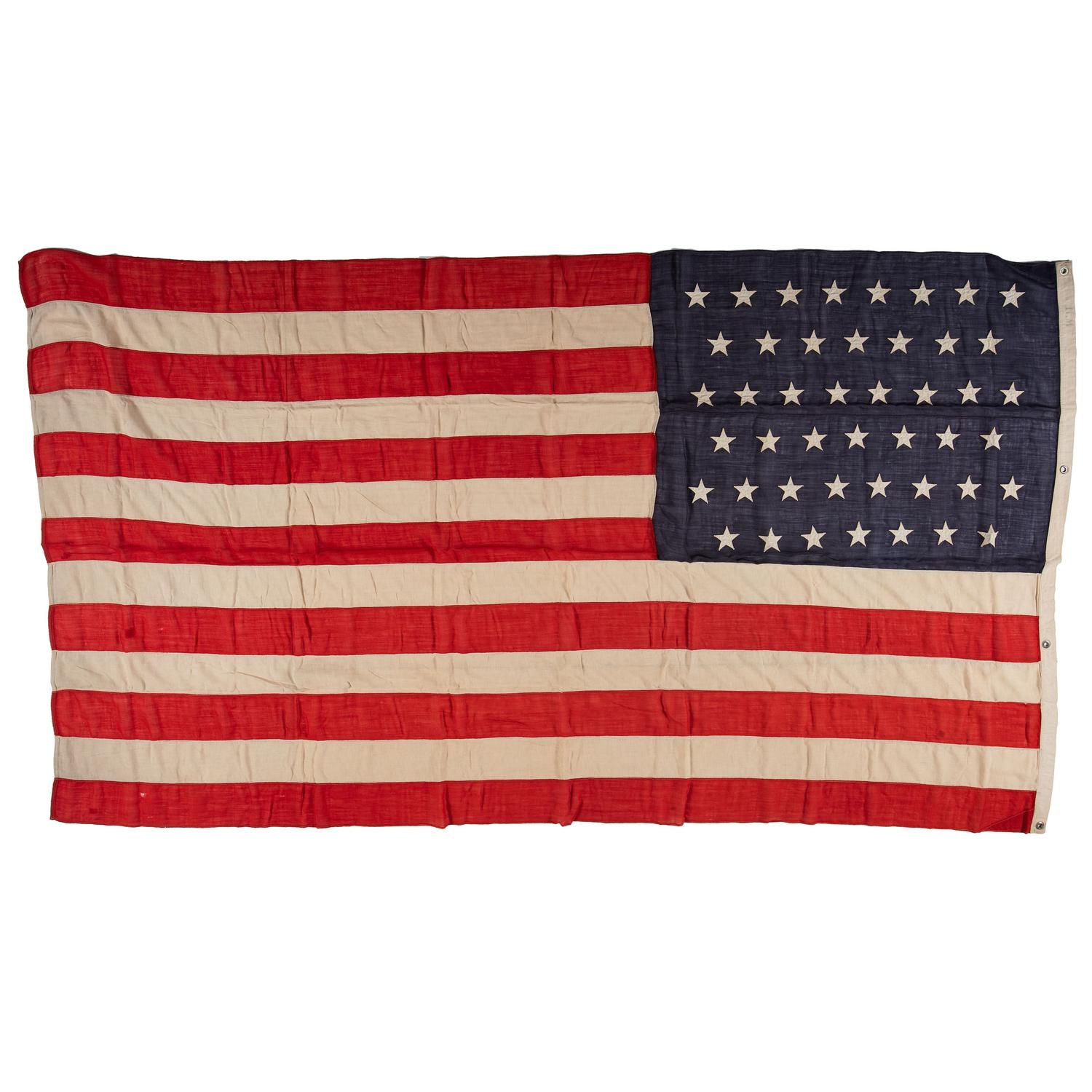 [FLAGS & PATRIOTIC TEXTILES]. Two 45-star flags. [Ca 1896-1908].