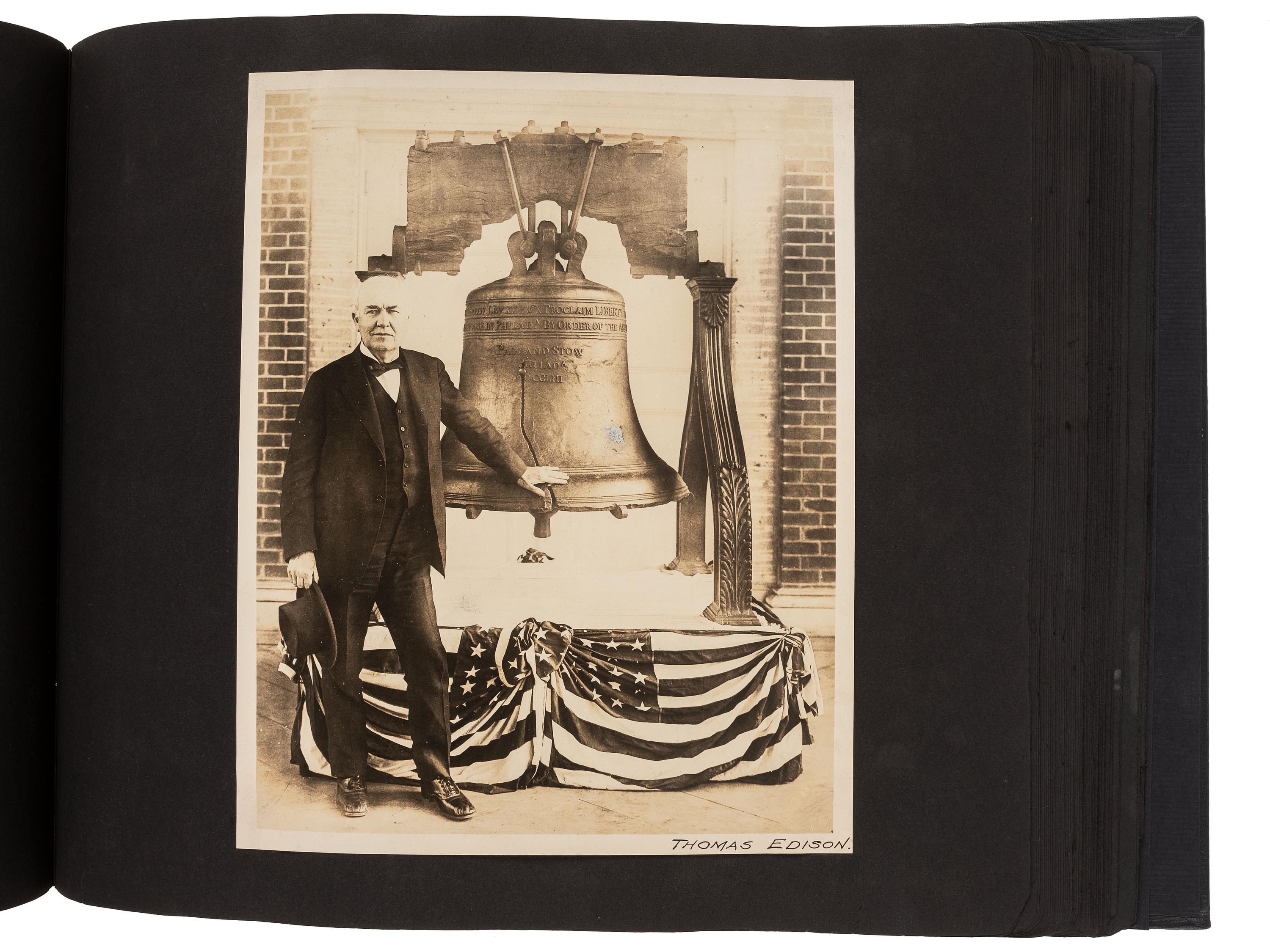Americana Album containing approx. 350 photographs documenting the journey of the Liberty Bell from Philadelphia to San Francisco for the Panama-Pacific Exposition. 1915.