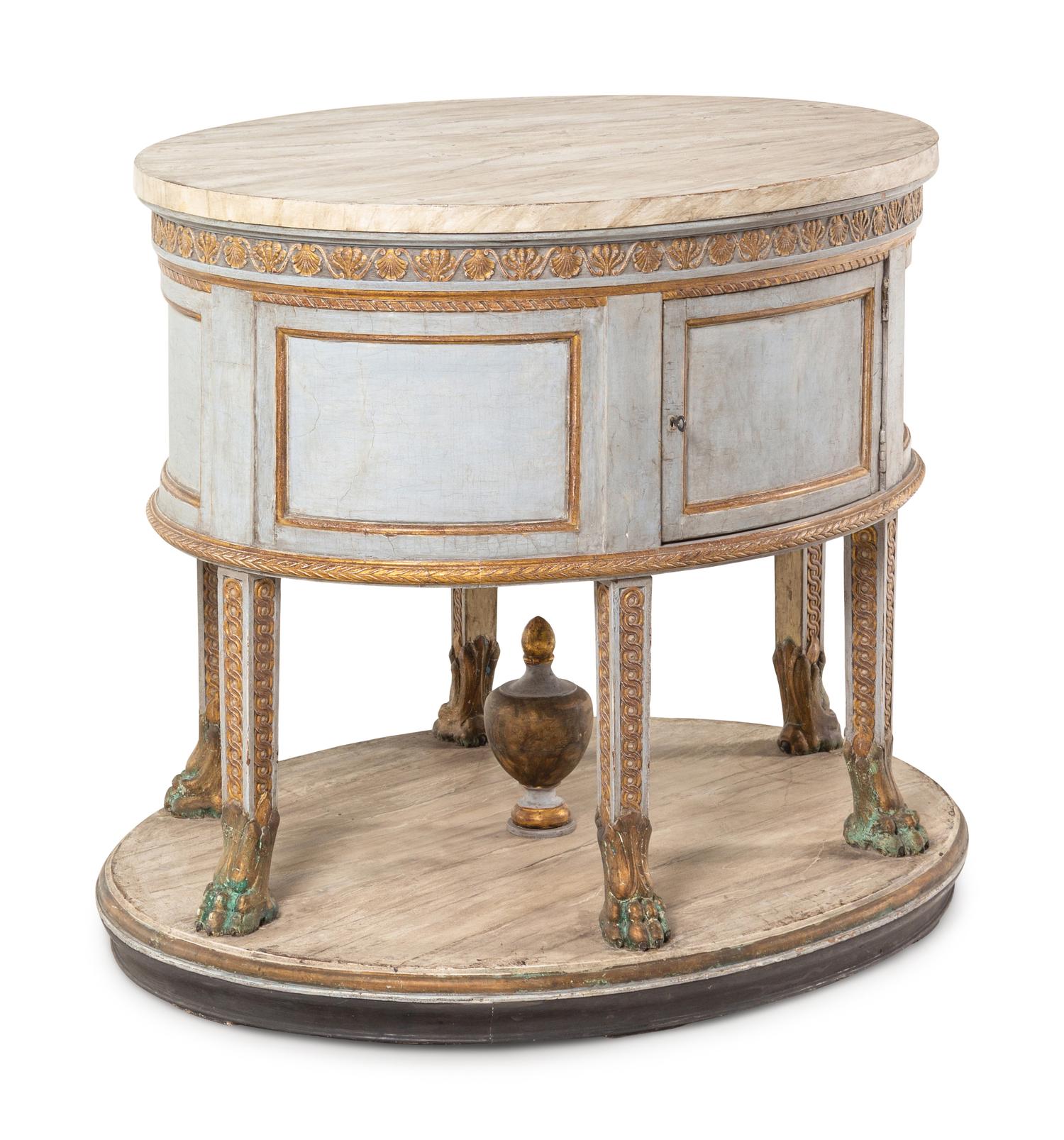 A North European Painted and Parcel-Gilt Center Table