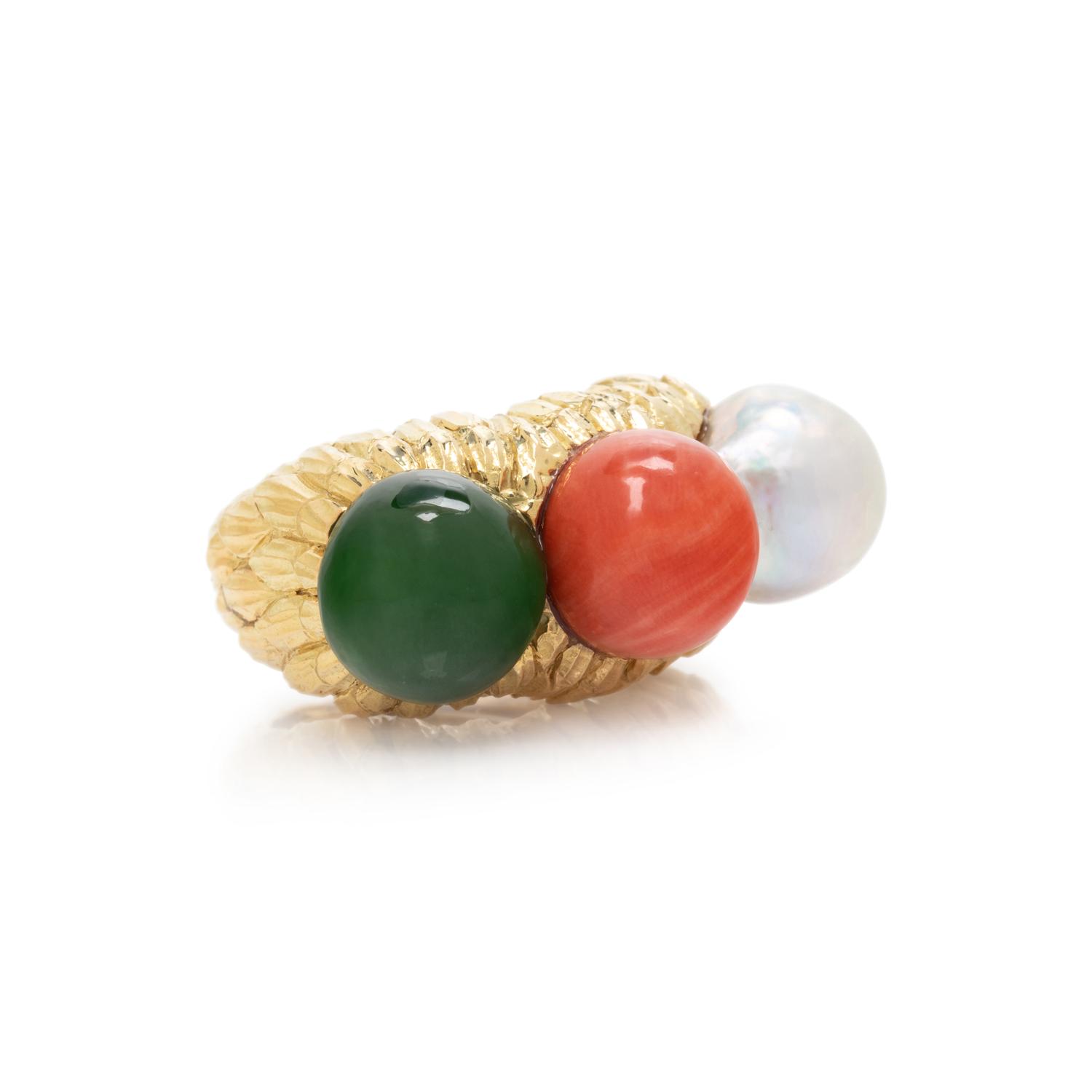 DAVID WEBB, YELLOW GOLD AND MULTIGEM RING
