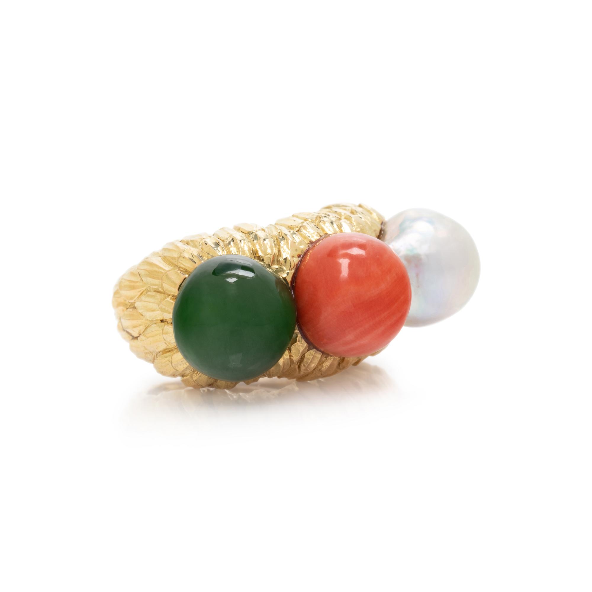 DAVID WEBB, YELLOW GOLD AND MULTIGEM RING