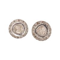 SILVER-TOPPED GOLD AND POLKI CUT DIAMOND EARRINGS