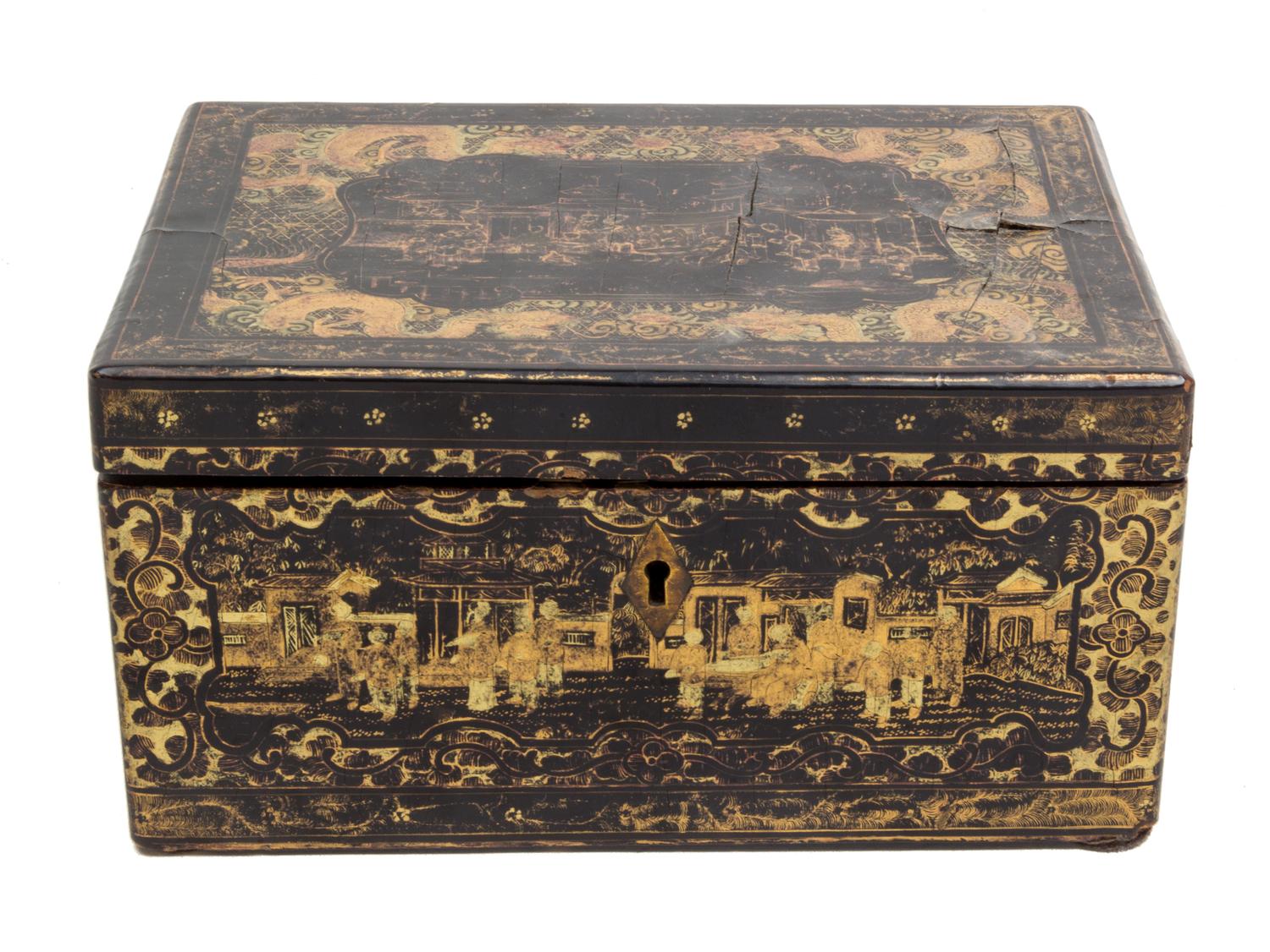 A Chinese Export Tea Caddy Length 8 1/2 inches.