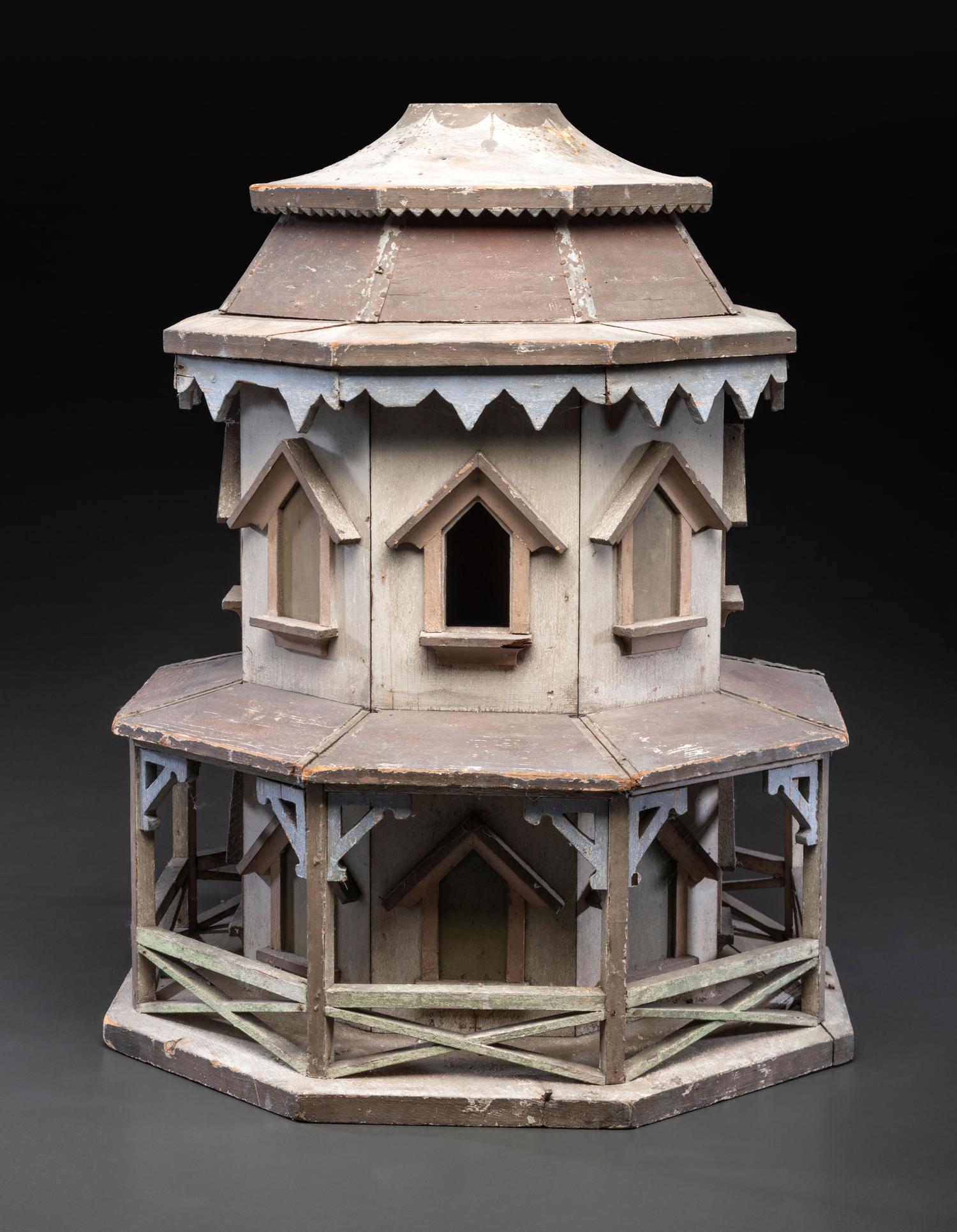 A Carved and Painted Wood Architectural Martin House