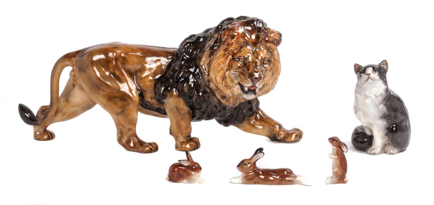 Five Royal Doulton Porcelain Figures Width of widest 15 inches. — 20TH CENTURY