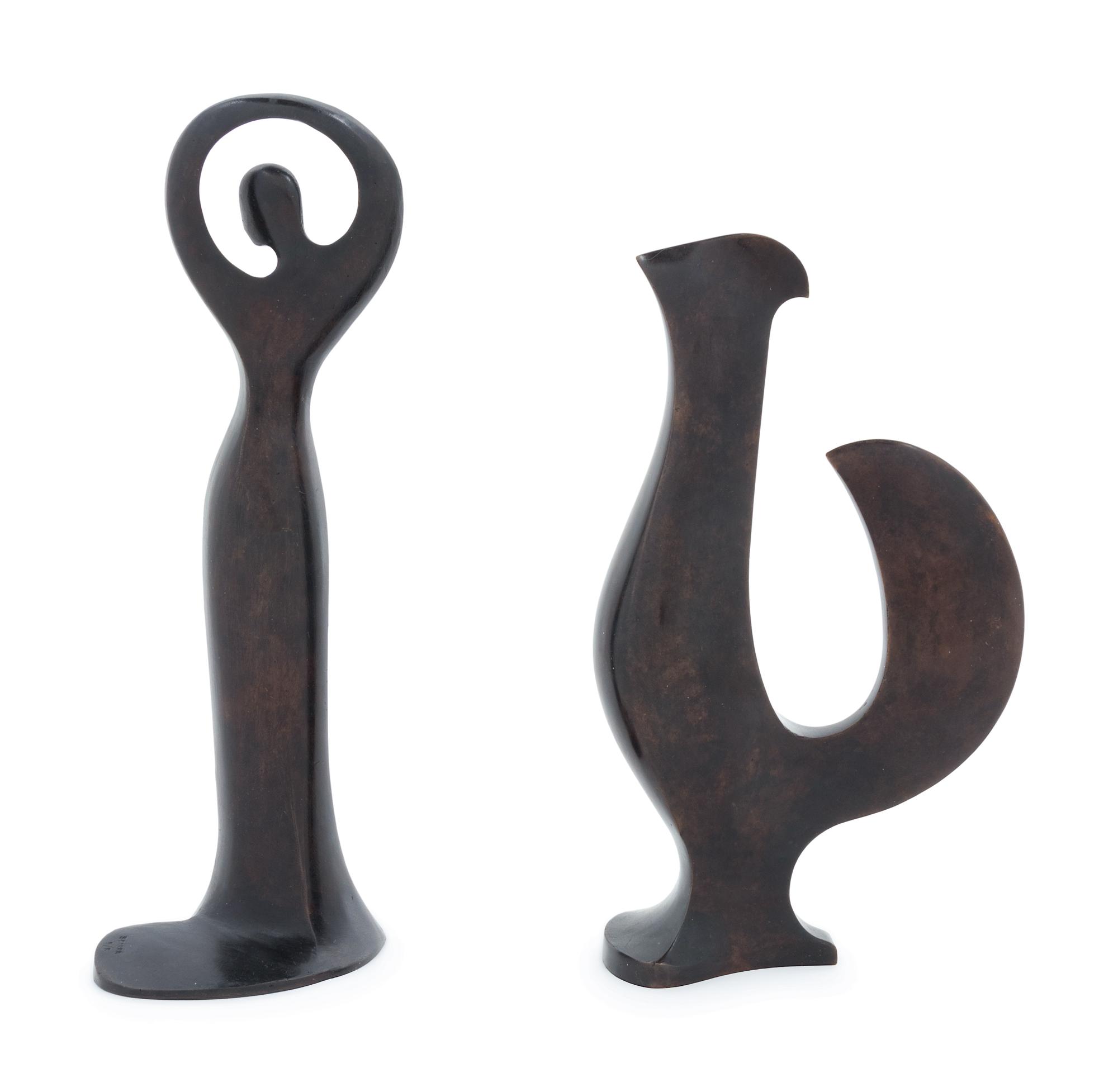 Two works: The Dancer, 1989 and Coq, 1987