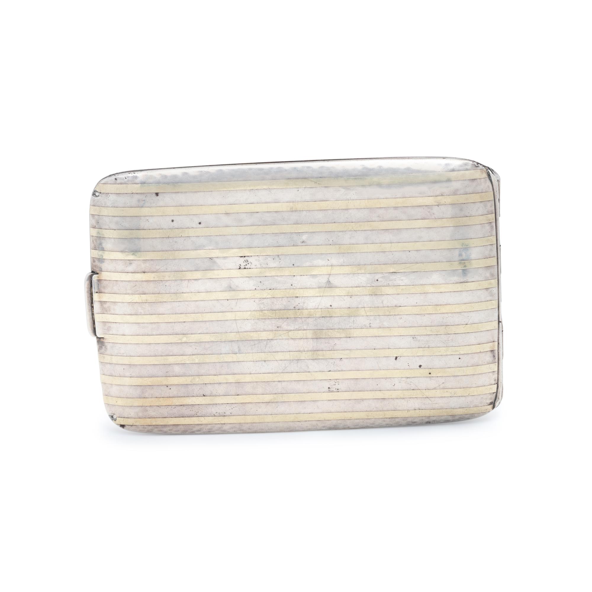 ART DECO, SILVER AND YELLOW GOLD CIGARETTE CASE