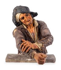 A French Polychromed Terracotta Bust of a Peasant
