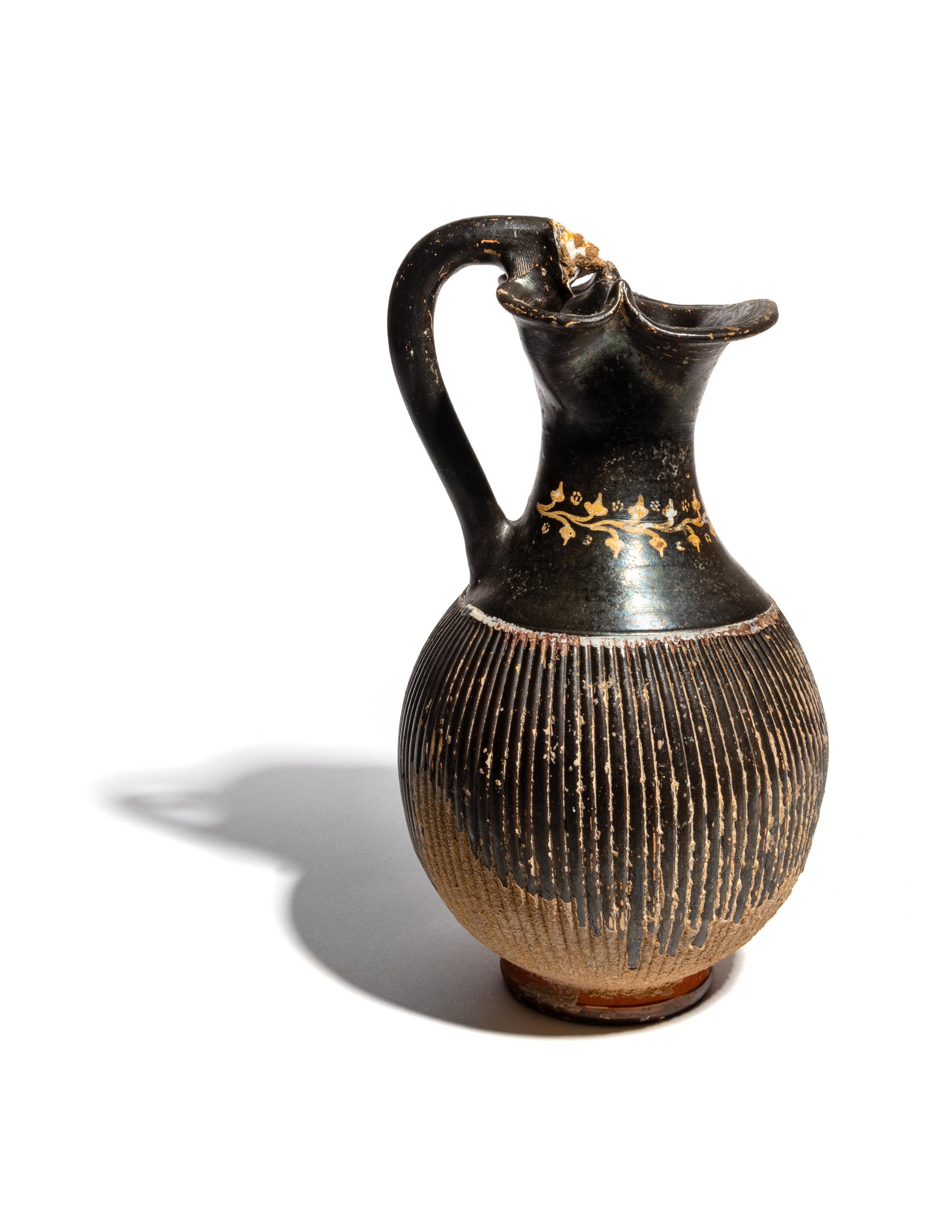 An Apulian Gnathian-Ware Ribbed Trefoil Oinochoe