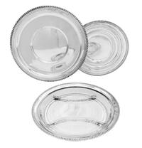 Two American Silver Trays, Manchester Silver Co., Providence RI, and others, each having a gadrooned border, together with an etched gl