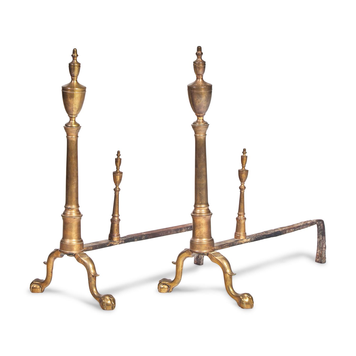 A Pair of Federal Bell Metal Andirons