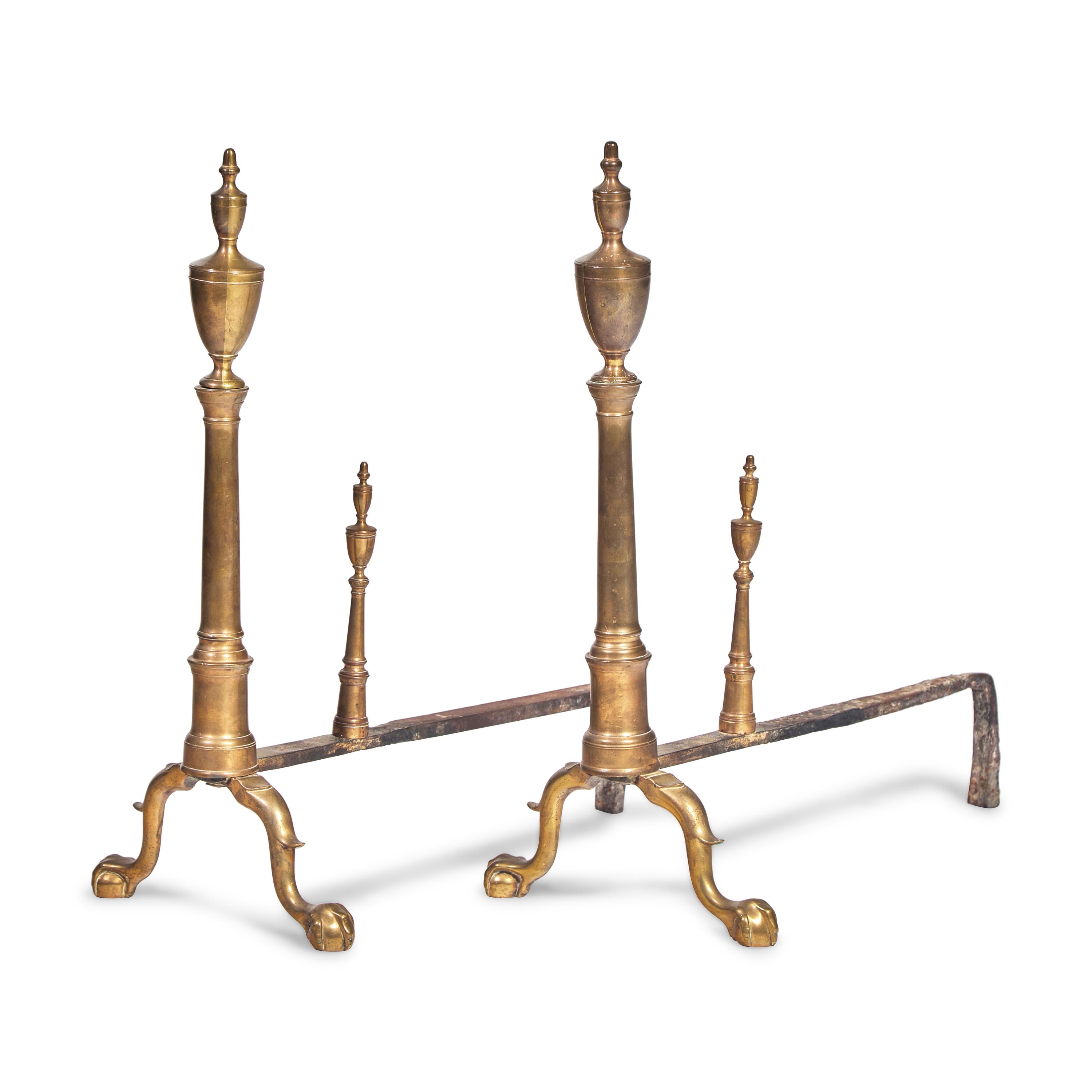 A Pair of Federal Bell Metal Andirons