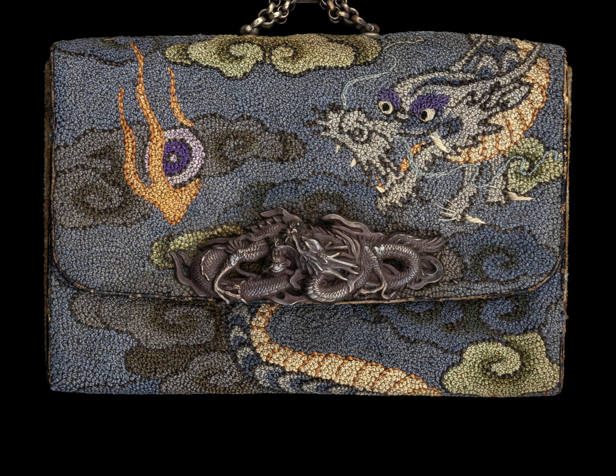Six Japanese Leather and Clocth Tobacco Purses