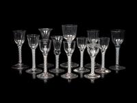 A Group of Twelve English Glass Wine Stems
