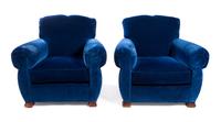 A Pair of Art Deco Style Club Chairs Height 33 inches. — LATE 20TH CENTURY