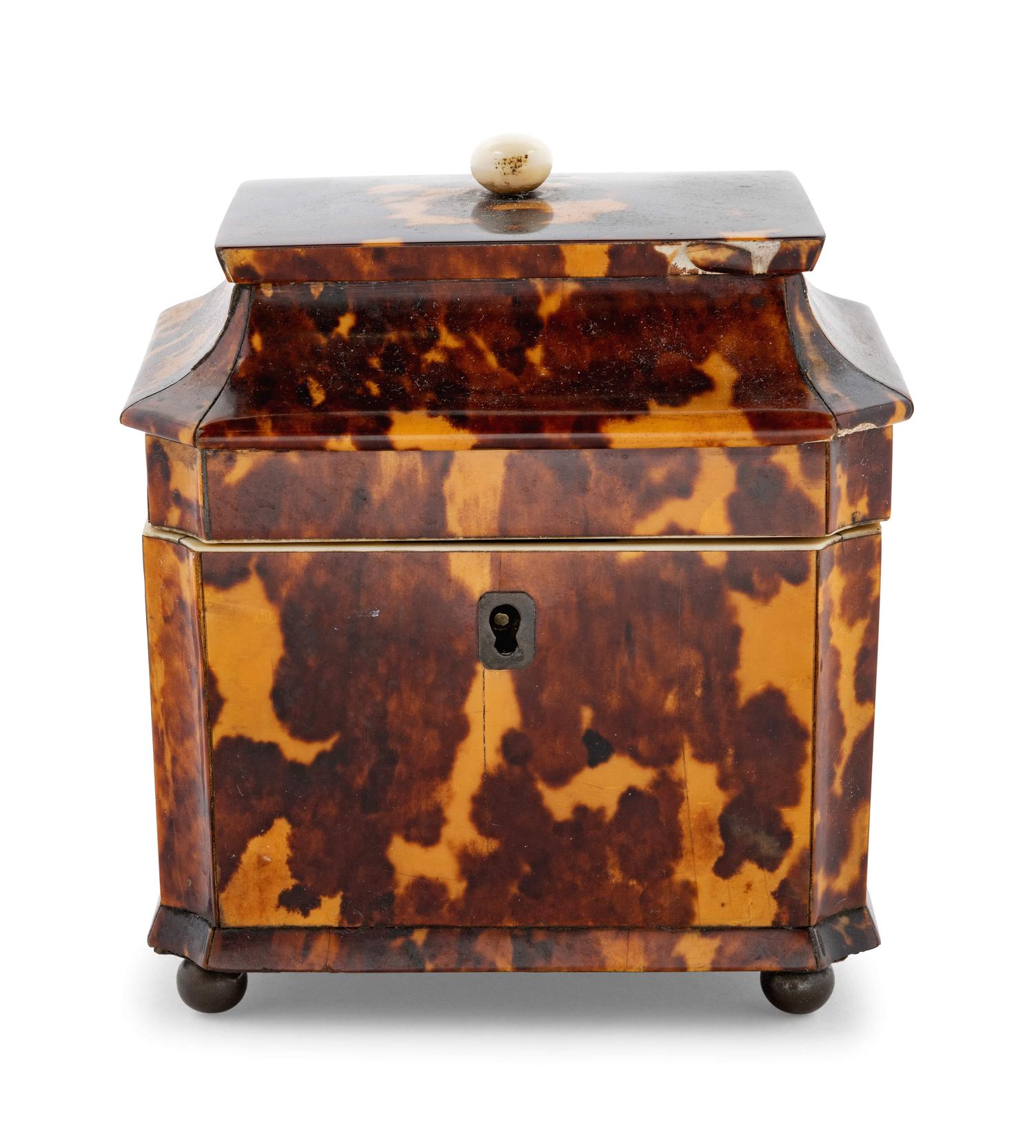 A Regency Tortoiseshell Tea Caddy