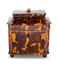 A Regency Tortoiseshell Tea Caddy