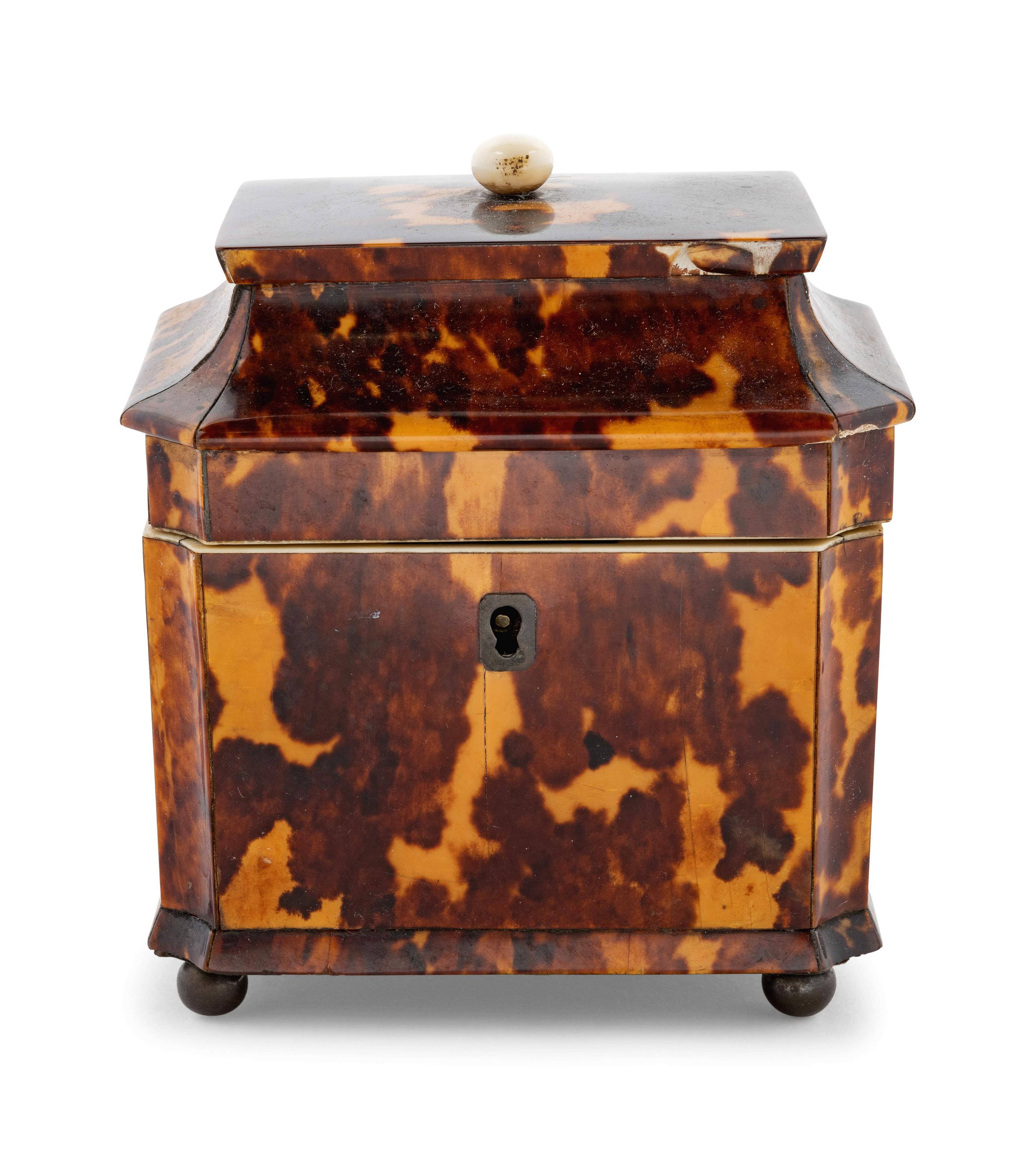 A Regency Tortoiseshell Tea Caddy
