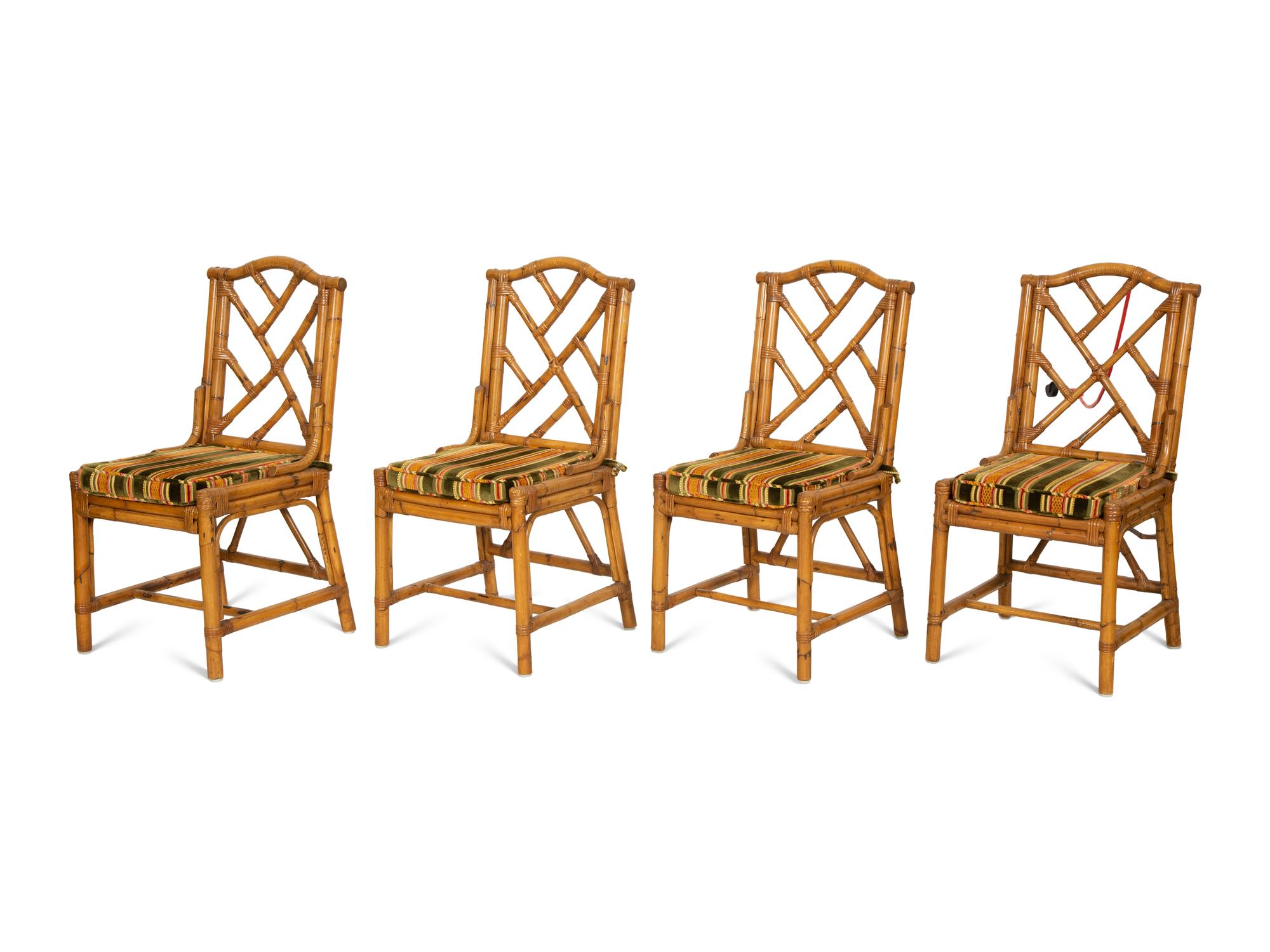 A Maguire Rattan Table and Four Chairs