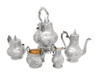A Victorian Silver Five-Piece Tea and Coffee Service