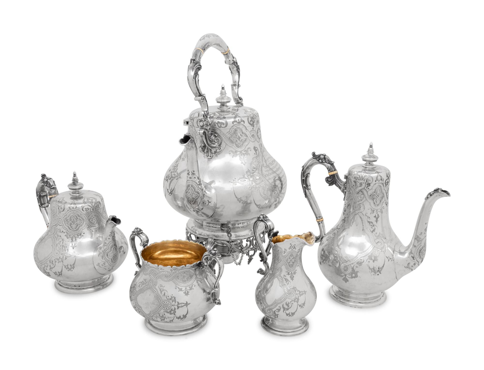 A Victorian Silver Five-Piece Tea and Coffee Service