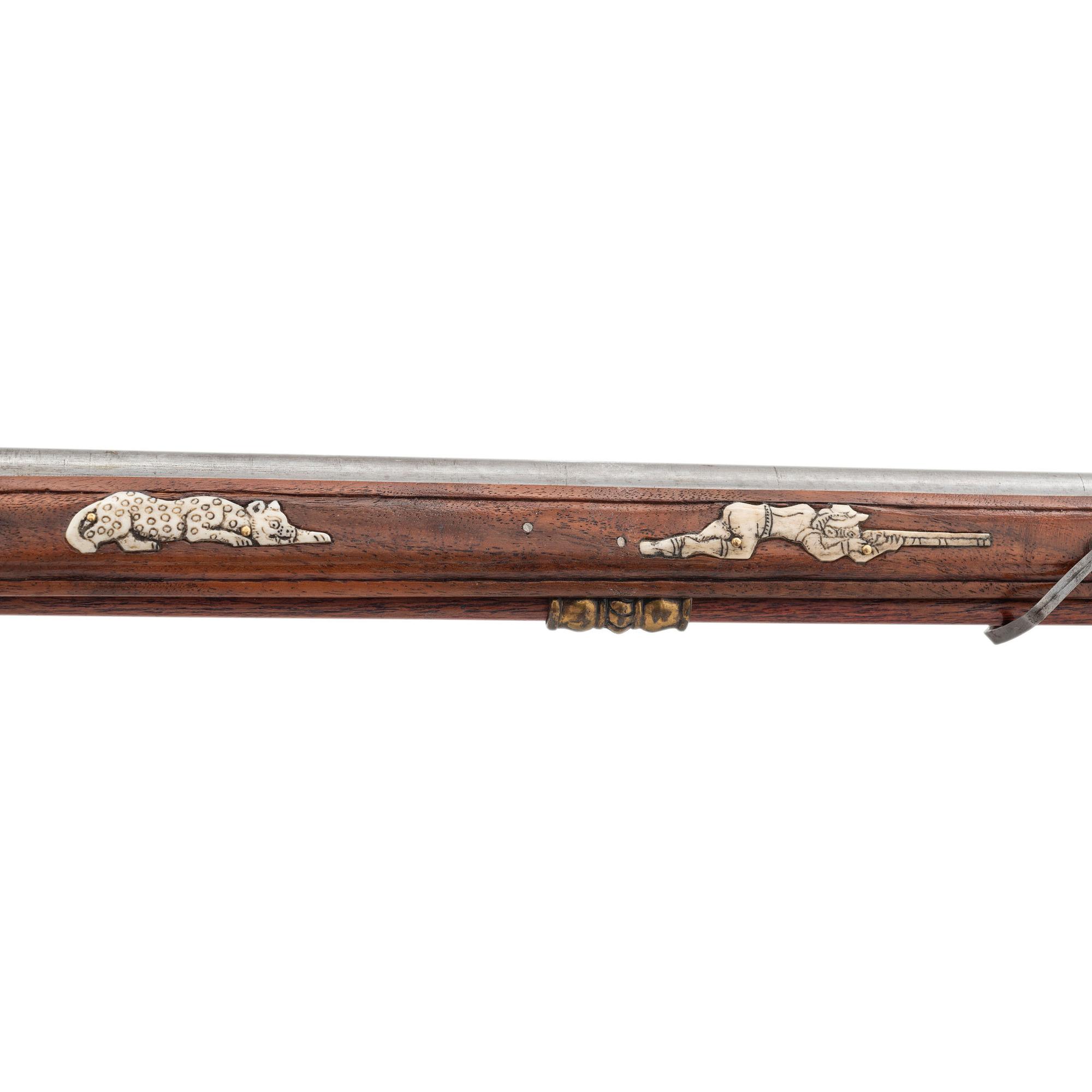 Contemporary Cheekstock Flintlock Rifle with Diana Motifs by John B. Derrick (American, b.1936)